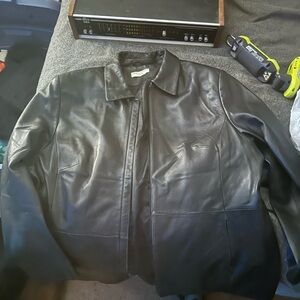 Lord & Taylor Genuine Leather Jacket Women Black Zip Front Classic